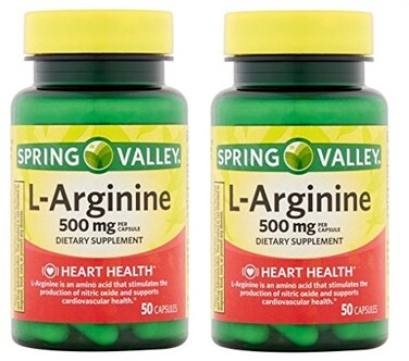 Spring Valley 100 Capsules 500 Mg Ea LArginine Pack of 2