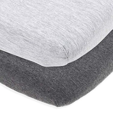 ملاءات سرير أطفال من كادلي كابس، مقاس 18 × 36 بوصة، متوافقة مع أسرة الأطفال من آرمز ريتش، وسرير الأطفال الشفاف من فيو كامبريا، وسرير الأطفال الصغير إيزي، تناسب المرتبة بدون تكتل، مصنوعة من قطن جيرسي ناعم ومريح، لون رمادي فاتح، عبوة من قطعتين