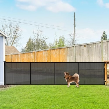 Stcockis Reinforced 42 Tall Retractable Dog Gate 155 Extra Long Retractable Baby Gate with Support Rods Prevent Crawling Under IndoorOutdoor Retractable Gate Extra Tall Baby Gate Retractable FenceBlac