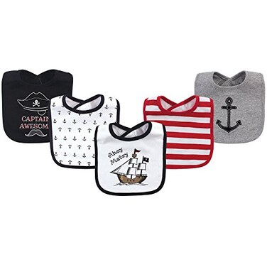 Hudson Baby Unisex Baby Cotton Bibs Pirate Ship One Size