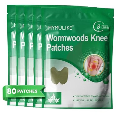 MYMULIKE Knee Patches 80 Count Warming Herbal Knee Patch Wormwood Extract Sticker Long Lasting Reduction of Joint Uncomfortable