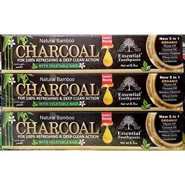 Essential Palace Natural Bamboo Activated Charcoal Essential Toothpaste 100 Fluoride Free 3 Tubes