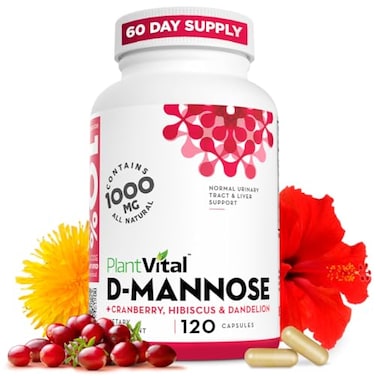 Plantvital D Mannose Capsules with Cranberry Dmannose 1000mg per serving High Potency for Bladder Kidney and Urinary Tract Support Cranberry Powder with Hibiscus and Dandelion 2 Months Supply