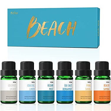 MitFlor Beach Fragrance Oils Set Essential Oils for Diffusers for Home 6x10ml Fragrance Oil for Soap Candle Making Premium Summer Diffuser Oils Scents Pink Sands Ocean Mist and More