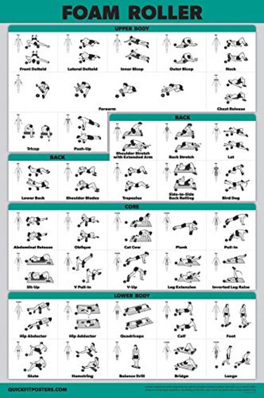 Palace Learning QuickFit Foam Roller Exercise Poster Stretching and Workout Routine for Foam Roller Laminated 18 x 24