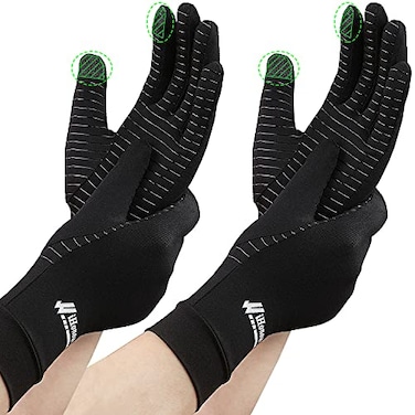 Big Mango 2Pairs Pack Copper Full Finger Compression Gloves Copper Arthritis Gloves for Women Men Relieve Pain from Arthritis Pain Swelling and Rheumatoid and Everyday Hands Support Medium Pack of 2