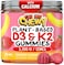 OH MY CHEWY DoubleFlavored Vitamin D3 K2 Calcium Fluffy Gummies Supplement for Healthy Teeth Bone Energy 5000 IU D3 120 mcg K2MK7 120 mg CA Vegan NonGMO 60 Count