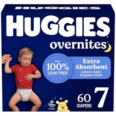 Huggies Size 7 Overnites Baby Diapers Overnight Diapers Size 7 41 lbs 60 Ct Packaging May Vary