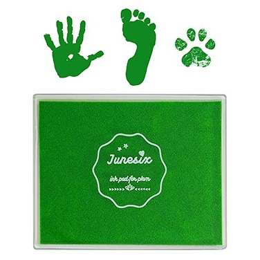 Ancwzoz Ink Pad 5x4 Washable NonToxic Ink Stamp Pad for Baby Footprint Handprint Green