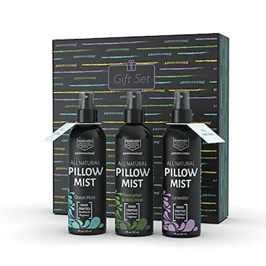 Aromasong All Natural Pillow Spray Holiday Gift Pack of Lavender Ocean Mist and Eucalyptus Included Calming Linen Bedtime Natural Essential Oil Mist Spray for Sleeping