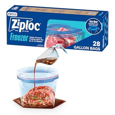 Ziploc Gallon Food Storage Freezer Bags StandUp Bottom Easy to Fill 28 Count