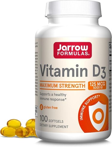 Jarrow Formulas Vitamin D3 5000 IU 100 Softgels Pack of 2