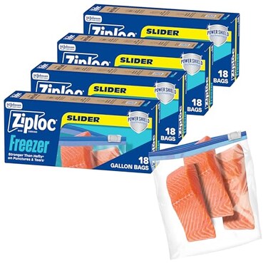 Ziploc Food Storage Gallon Freezer Slider Bags Durable 72 Count