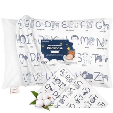 KeaBabies Toddler Pillowcase 13x18 Organic Cotton Cover Alphamals