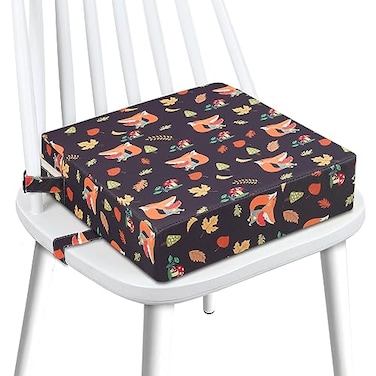 SMZCTYI Toddler Booster Seat for Dining Table Stronger Support Double Safe Straps Booster Seat Dining Toddler Portable Travel Increasing Cushion Black Fox