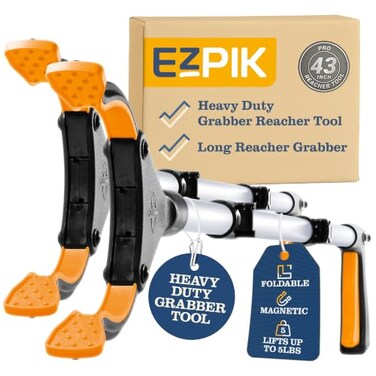 أداة التقاط EZPIK Pro 43 القابلة للطي لكبار السن، أداة التقاط متينة لجمع القمامة، عصا التقاط بمخلب، أداة مساعدة للوصول، ماسك للأعشاب الضارة، عبوة من قطعتين