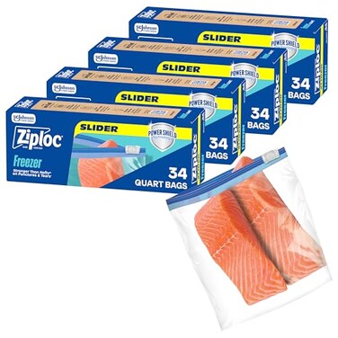 Ziploc Quart Food Storage Freezer Slider Bags 136ct Total Durable 34 Count 4 Pack
