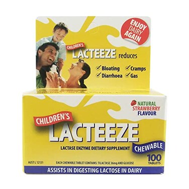 Gelda Scientific Lacteeze Childrens 100 chewable Tablets Strawberry by