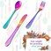 Boao 6 Pcs Utensils Silverware Set Rainbow Cutlery Stainless Steel Safe Flatware Set Includes 2 Knives 2 Forks 2 Spoons for Home