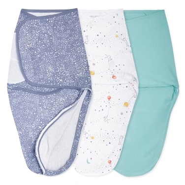 aden + aden anais Essentials Easy Swaddle Wrap Quick Change with Bottom Zipper Snug Cotton Knit Baby Wrap Swaddle Blanket for Newborns TOG 10 3Pack Stargaze 03 Months SmallMedium