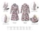 Miracle Baby 4 Pack Maternity Robe and Matching Baby Swaddle Blanket with Hat Headband Set Stretchy Knitted Delivery Nursing Dress with Pockets and Receiving Blanket for Mummy and Baby Grey Flower