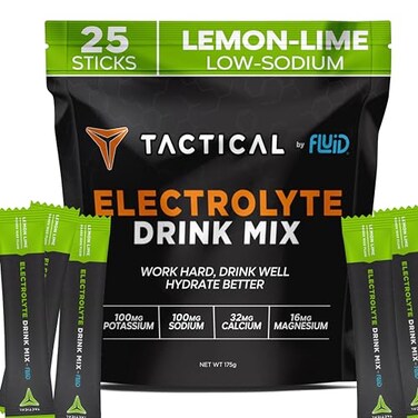 Fluid Tactical Electrolyte Powder Packets Accelerate ReHydration Low Sugar Electrolyte Drink Mix Prevent Dehydration Eliminate Cramps
