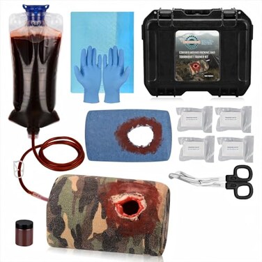 MedEduQuest Covered Bullet Wound Packing Trainer Kit Stop The Bleeding Training Kit Bleeding Control Simulator for Medical Classes Tactical Box