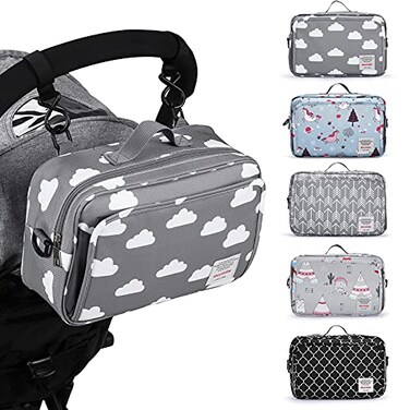 GOGOSO Small Diaper Bag Stroller Organizer Bags for Baby with Insulated Pocket Stroller Hooks and Adjustable StrapUniversal Mini Diaper Tote Bags Fit All Strollers Gray