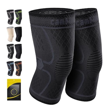CAMBIVO Knee Braces for Knee Pain Women Men2 Pack Knee Compression SleevesKnee Support for Knee Pain Meniscus TearACL Arthritis Pain ReliefMediumBlack