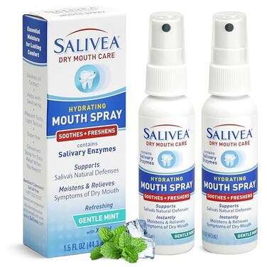 SALIVEA Extra Gentle Dry Mouth Spray Soothing Mint 15 oz Bottles 2 Pack