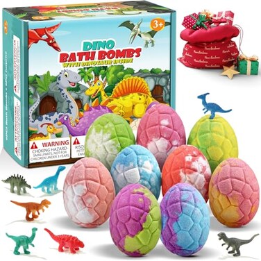 Qivatex Bath Bombs for Kids with Dinosaur Toys Inside Natural Organic