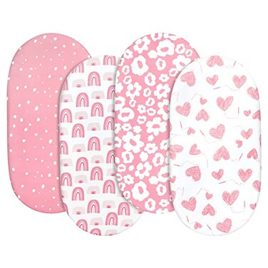 Gllquen Baby Bassinet Sheets 4 Pack Breathable Cozy Fitted Mattress Sheet