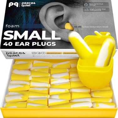سدادات أذن صغيرة من Peace&Quiet PQ للنوم، 40 سدادة أذن للنوم، مناسبة لقنوات الأذن الصغيرة، عازلة للضوضاء، تحجب الصوت بمقدار 32 ديسيبل، مناسبة للنساء والرجال