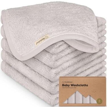 KeaBabies 6Pack Baby Washcloths Soft Absorbent Washcloths for Face Body Heather