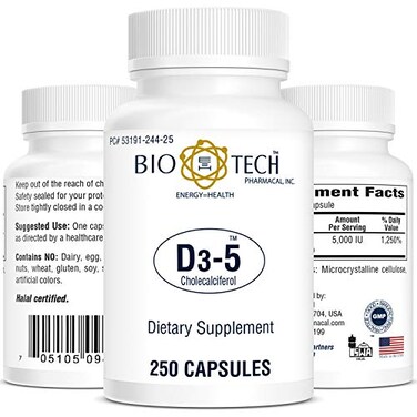 فيتامين د3 من شركة Bio-Tech Pharmacal، 5000 وحدة دولية، 250 حبة