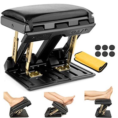 Homesprit Adjustable Footrest with Removable Soft Foot Rest Pad MaxLoad 140Lbs with 4Level Height and Angle Adjustment Massage Footrest Under Desk for Car Travel Kids Writing Office