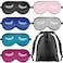 Jecery 6 Pieces Silk Sleep Eye Masks Soft Eye Masks Adjustable Blindfold Eyeshade Sleep Eye Cover Smooth Sleeping Masks with Storage Bag for Women Men Sleep Travel Nap