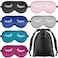 Jecery 6 Pieces Silk Sleep Eye Masks Soft Eye Masks Adjustable Blindfold Eyeshade Sleep Eye Cover Smooth Sleeping Masks with Storage Bag for Women Men Sleep Travel Nap
