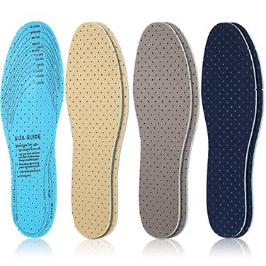 Sintege 3 Pairs Breathable Shoe Insoles Inserts Soft Cushioning DoubleLayer Latex Foam Perforated Replacement Insoles for Men 711 Woman 28Gray Dark Blue Khaki
