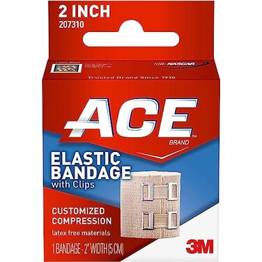 ACE Elastic Bandage With Clips Customized Compression 2 Inches 1 Each Pack of 2