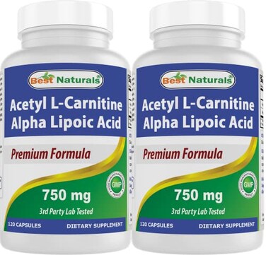 Best Naturals Acetyl LCarnitine and Alpha Lipoic Acid 750 mg 120 Capsules 120 Count Pack of 2