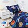 SWESEN Toddler Bedding Set for Boys Blue Space Toddler Boy Bedding Set Soft Lightweight 4 Piece Toddler Comforter Sets Include Comforter Flat Sheet Fitted Sheet Pillowcase