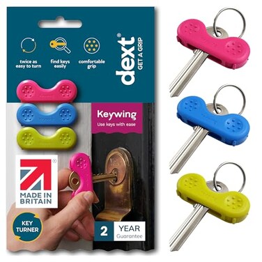 Dext Keywing Key Turner Aid for People with Arthritis Parkinsons and More Comfortable and Secure Grip for Weak Hands Lightweight Durable ClickOn Design Suitable for Flat Keys Multipack 3