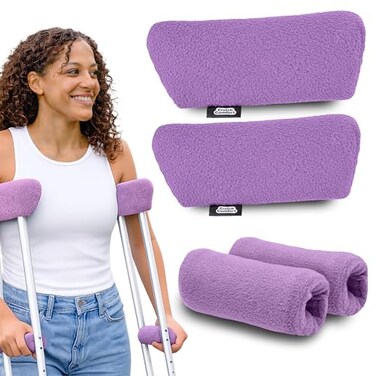 Crutch Comfort Deluxe Soft Fleece Foam Crutch Accessory Set Playful Purple
