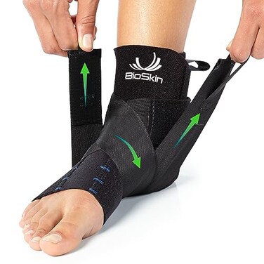 BioSkin AFTR Ankle Compression Brace Ankle Wrap for Sprained Ankle Post Injury Support Brace for Women and Men Swollen Feet Relief HSA FSA XSmall Small