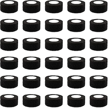 BQTQ 30 Rolls Self Adhesive Bandage Wrap Self Adherent Wrap Bandage 1 inch Self Stick Bandage Wrap Tape Stretch Bandages for Wrist Ankle Swelling Sprains Black