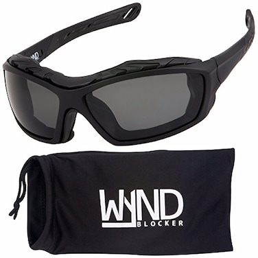 نظارات WYND Blocker لركوب الدراجات النارية، نظارات شمسية رياضية ملفوفة، لون أسود دخاني