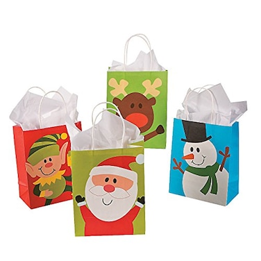 Fun Express Christmas Craft Bag Assortment Party Supplies Paper Gift With Handles 24 Pieces