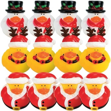 Fun Express Vinyl Holiday Rubber Duckies 12 Count Great for Party Favors Childrens Birthday Bash Holiday Celebrations