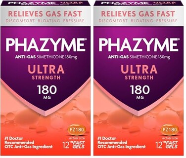 Phazyme Ultra Strength Gas Bloating Relief Works in Minutes 12 Fast Gels Pack of 2
